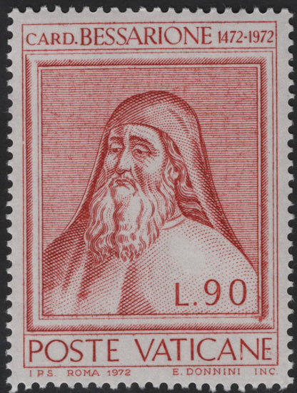 SCG12255 - Vatican City 1972 Cardinal Bessarione (1472–1972) Commemorative Stamp Set