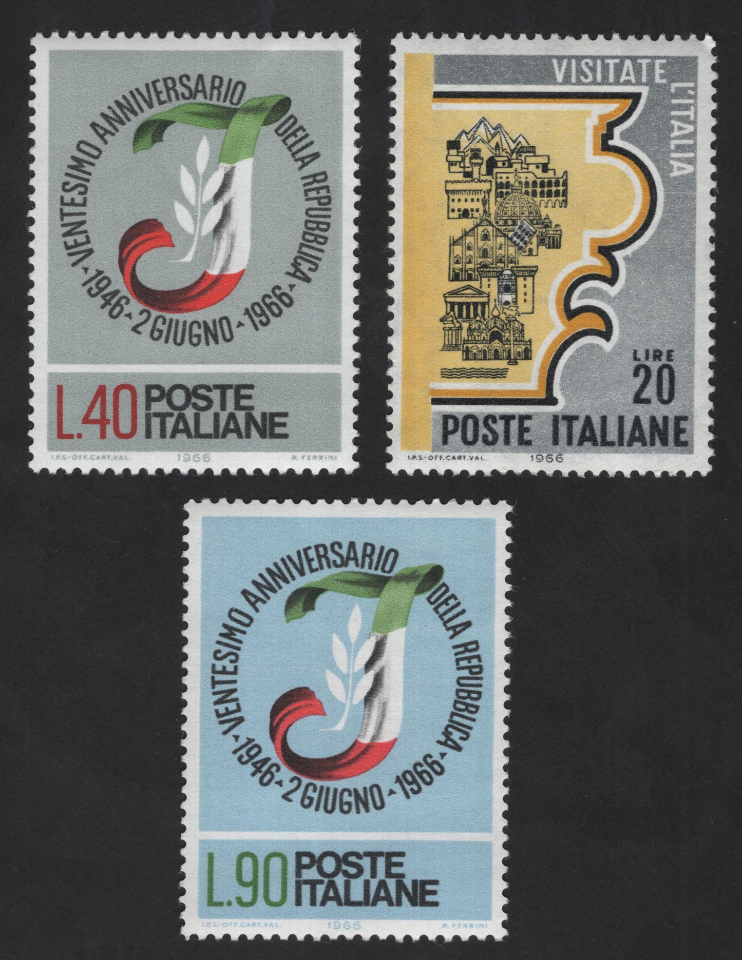 SCG12260 - Italy 1966 Republic Anniversary & Tourism Promotion Stamp Set