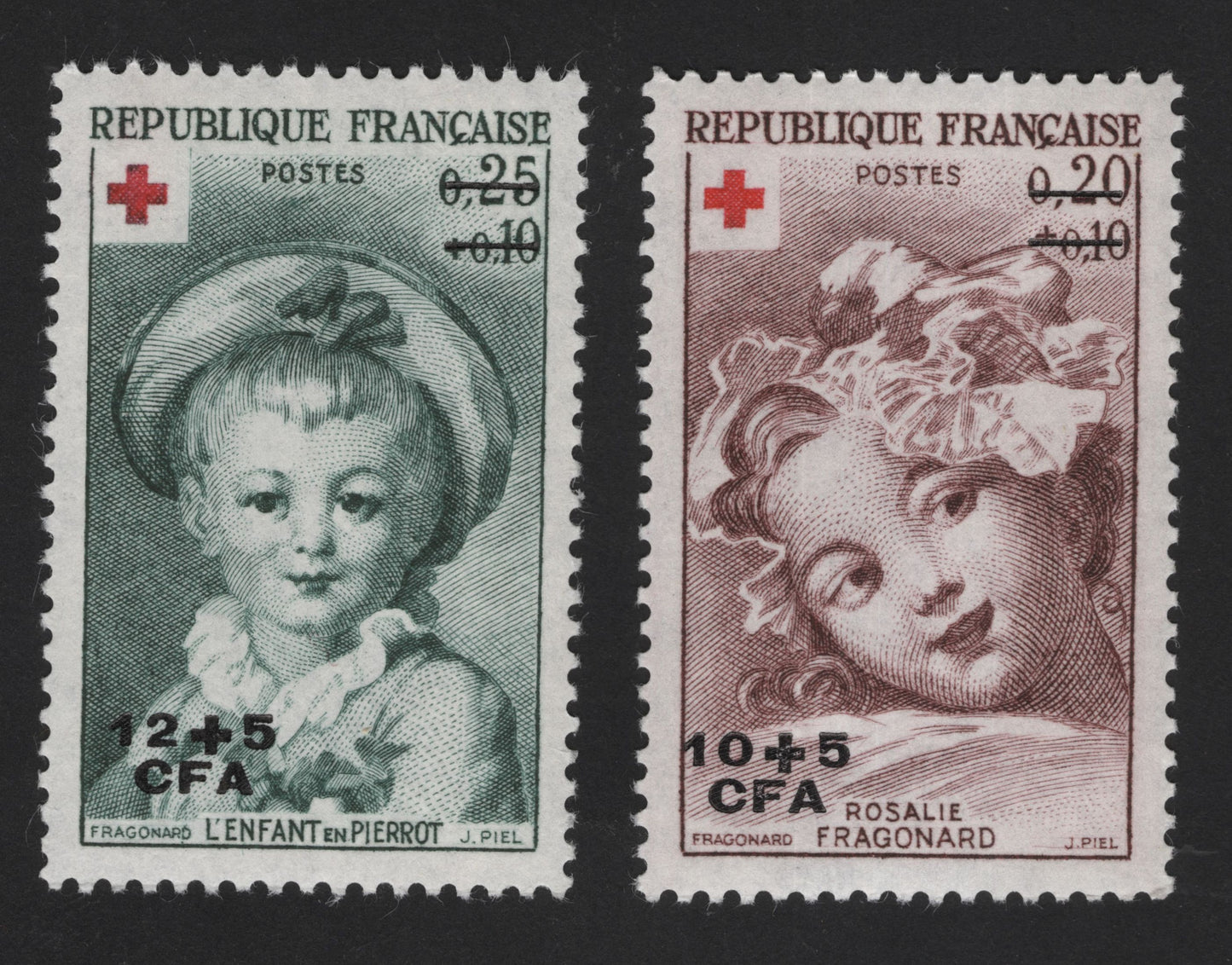 SCG12102 - France Red Cross Charity Stamps – Fragonard Art Series (CFA Overprint)