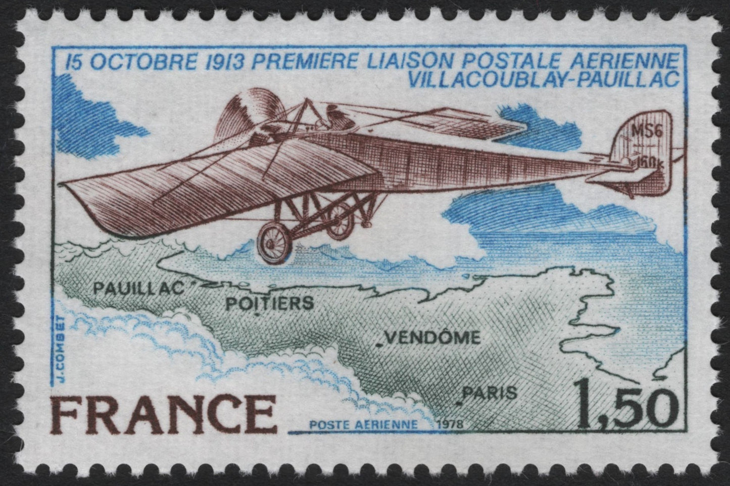SCG8331 - France 1978 – First Airmail Route 1913 (Villacoublay–Pauillac)