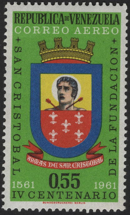 SCG12107 - Venezuela 1961 San Cristóbal IV Centenary Airmail – Coat of Arms Pair