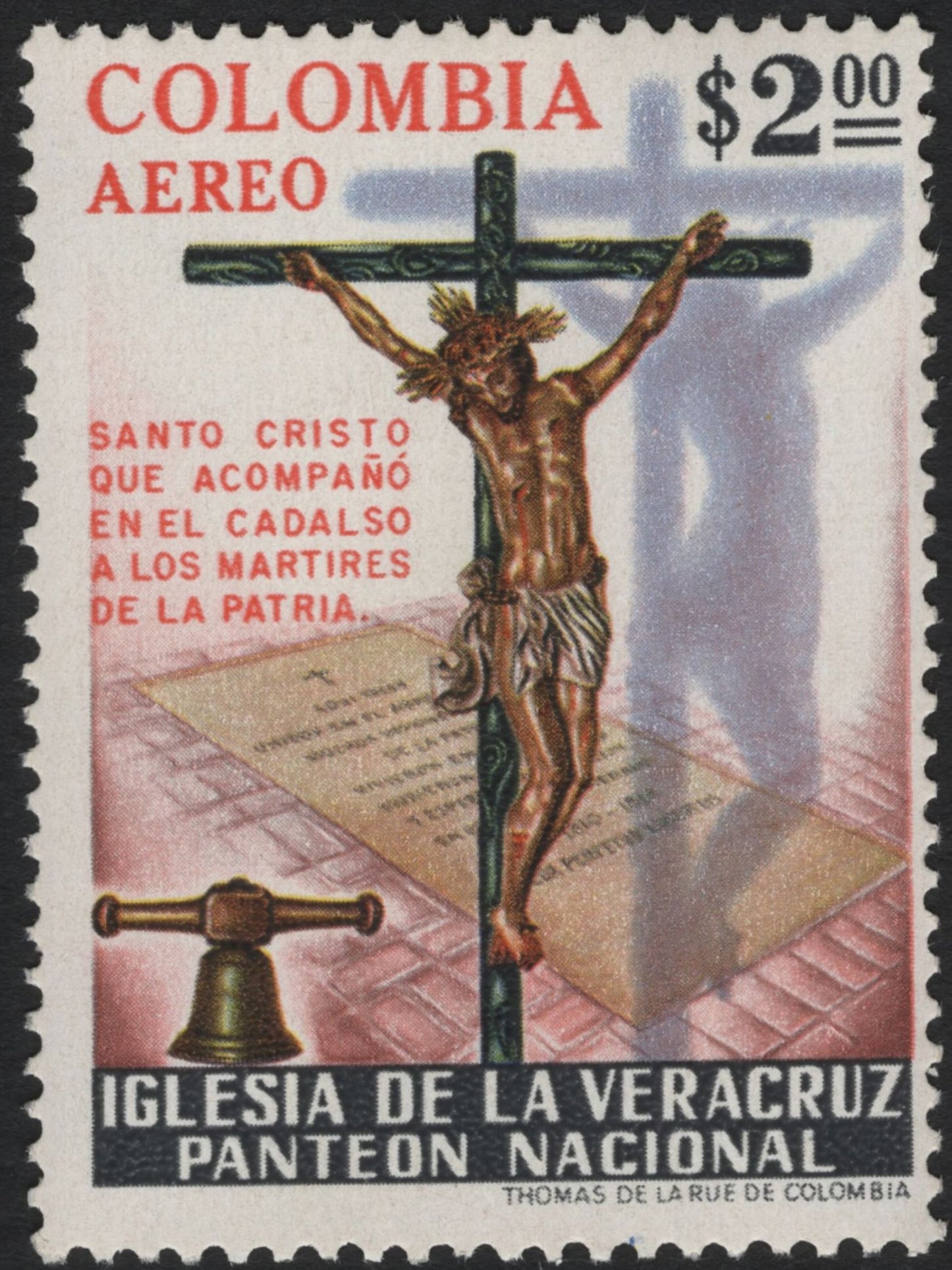 SCG10827 - Colombia Airmail – Iglesia de la Veracruz “Panteón Nacional” Set (Crucifix & Church), 1960s