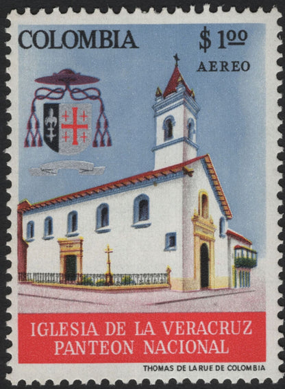 SCG10827 - Colombia Airmail – Iglesia de la Veracruz “Panteón Nacional” Set (Crucifix & Church), 1960s