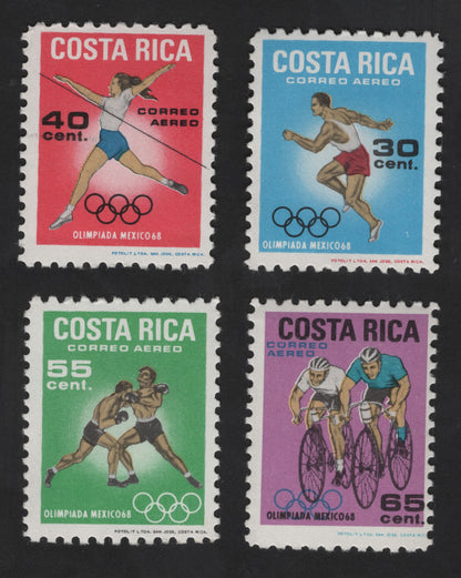SCG12266 - Costa Rica 1968 Mexico Olympics Airmail Sports Stamp Set