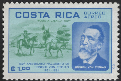 SCG12274 - Costa Rica 1981 – Heinrich von Stephan 150th Birth Anniversary – Correo Aéreo Set