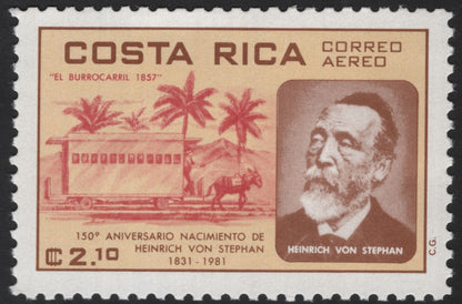 SCG12274 - Costa Rica 1981 – Heinrich von Stephan 150th Birth Anniversary – Correo Aéreo Set