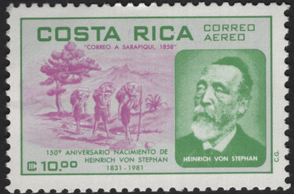 SCG12274 - Costa Rica 1981 – Heinrich von Stephan 150th Birth Anniversary – Correo Aéreo Set