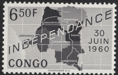 SCG12273 - Congo 1960 Independence Map Issue – 6.50F, 10F & 20F Set