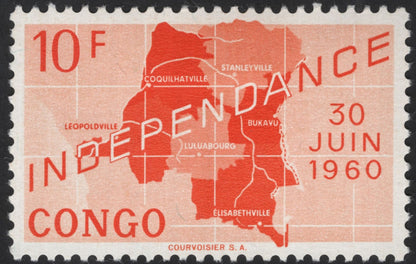 SCG12273 - Congo 1960 Independence Map Issue – 6.50F, 10F & 20F Set