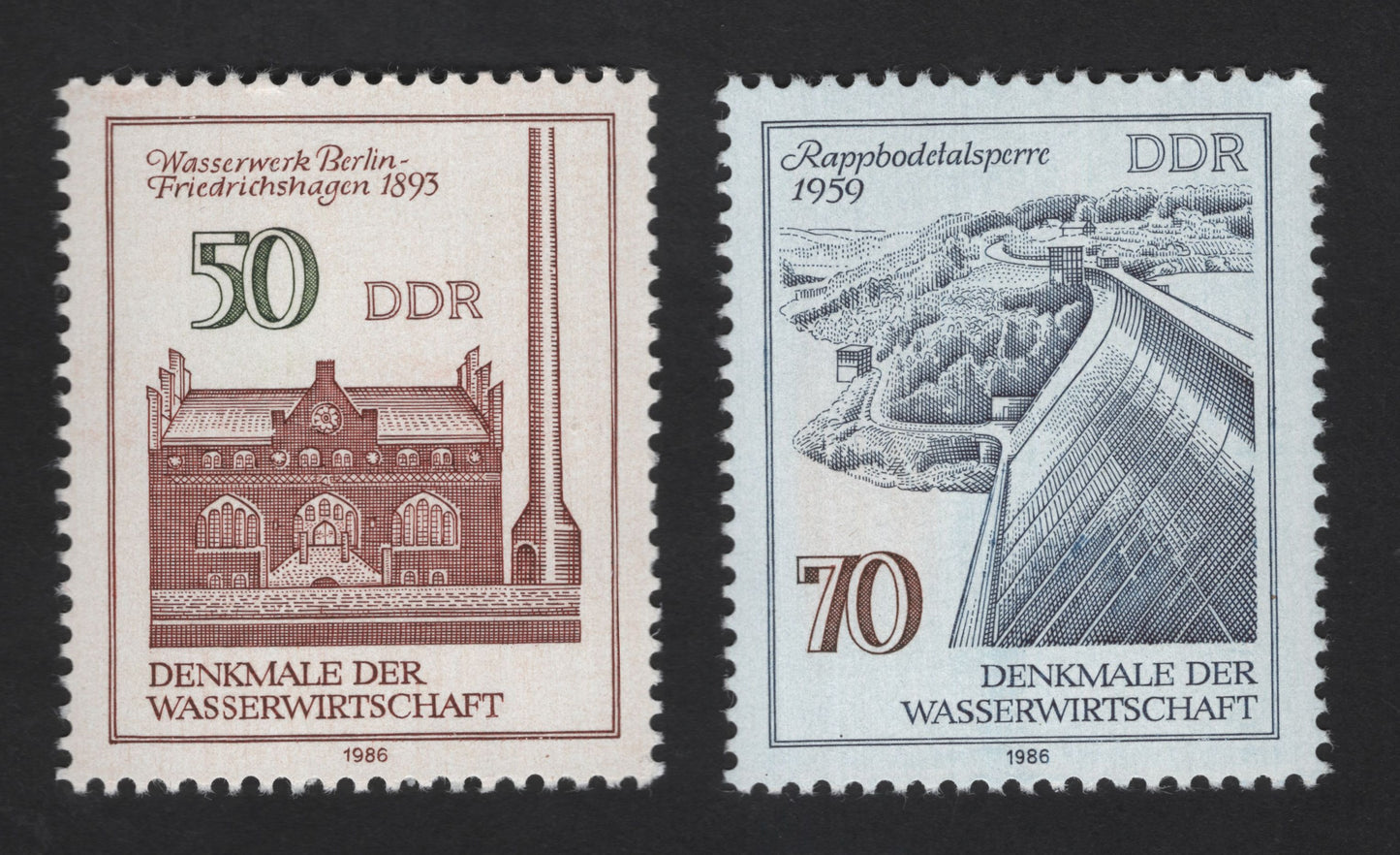 SCG12282 - East Germany (DDR) 1986 – Monuments of Water Management (Denkmäler der Wasserwirtschaft) – Set of 2