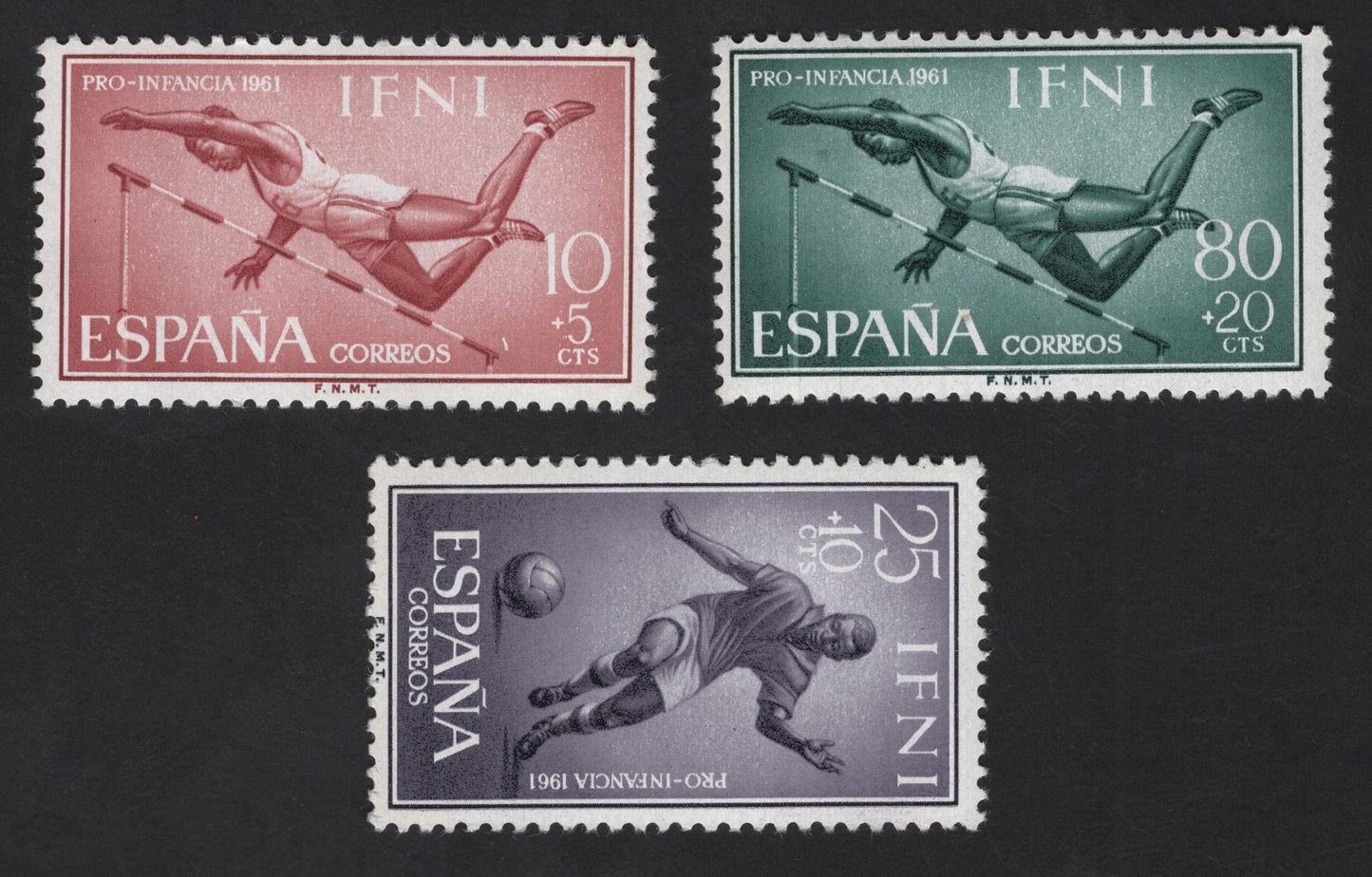 SCG12280 - Ifni (Spain) 1961 Pro-Infancia Sports Charity Set – High Jump & Football