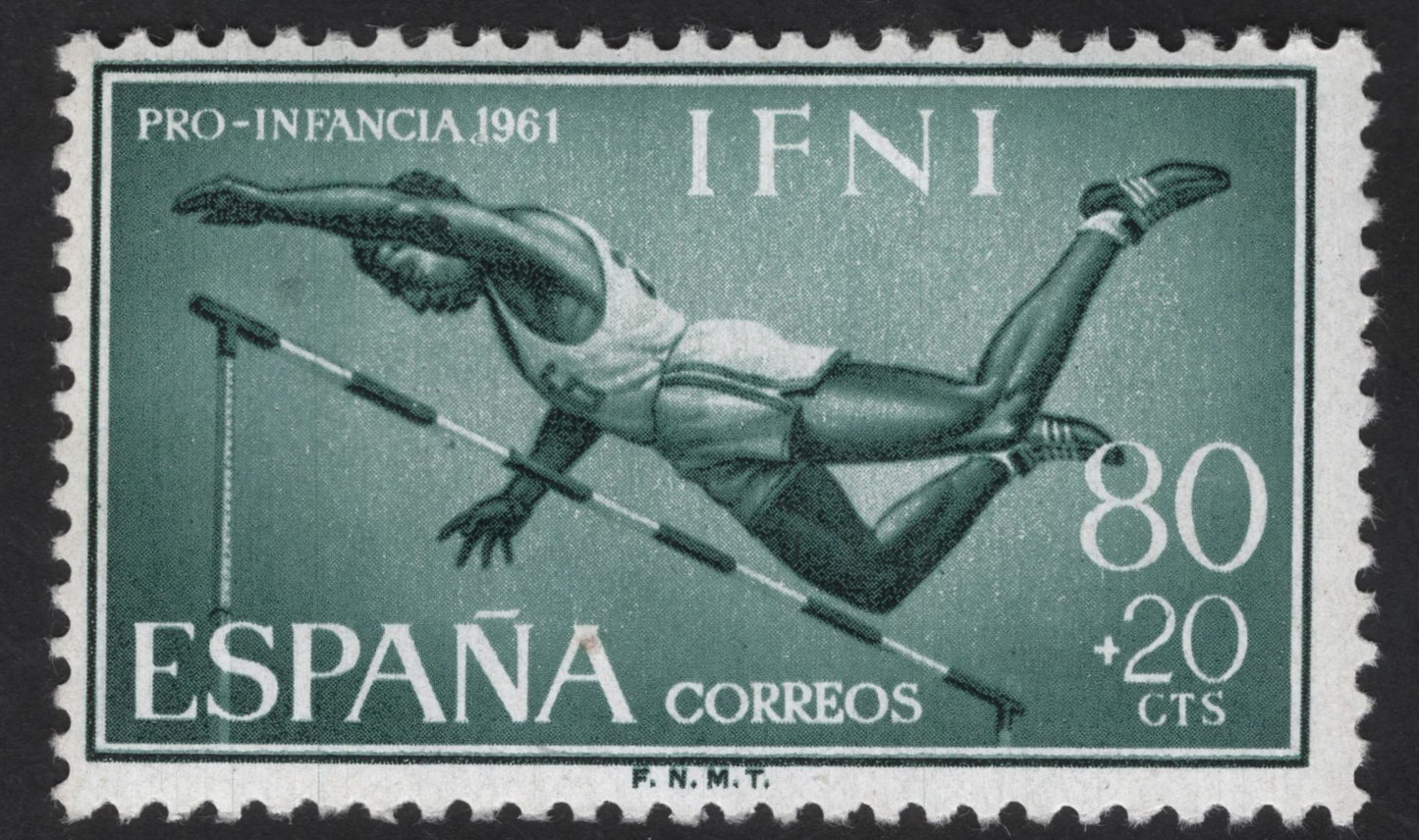 SCG12280 - Ifni (Spain) 1961 Pro-Infancia Sports Charity Set – High Jump & Football