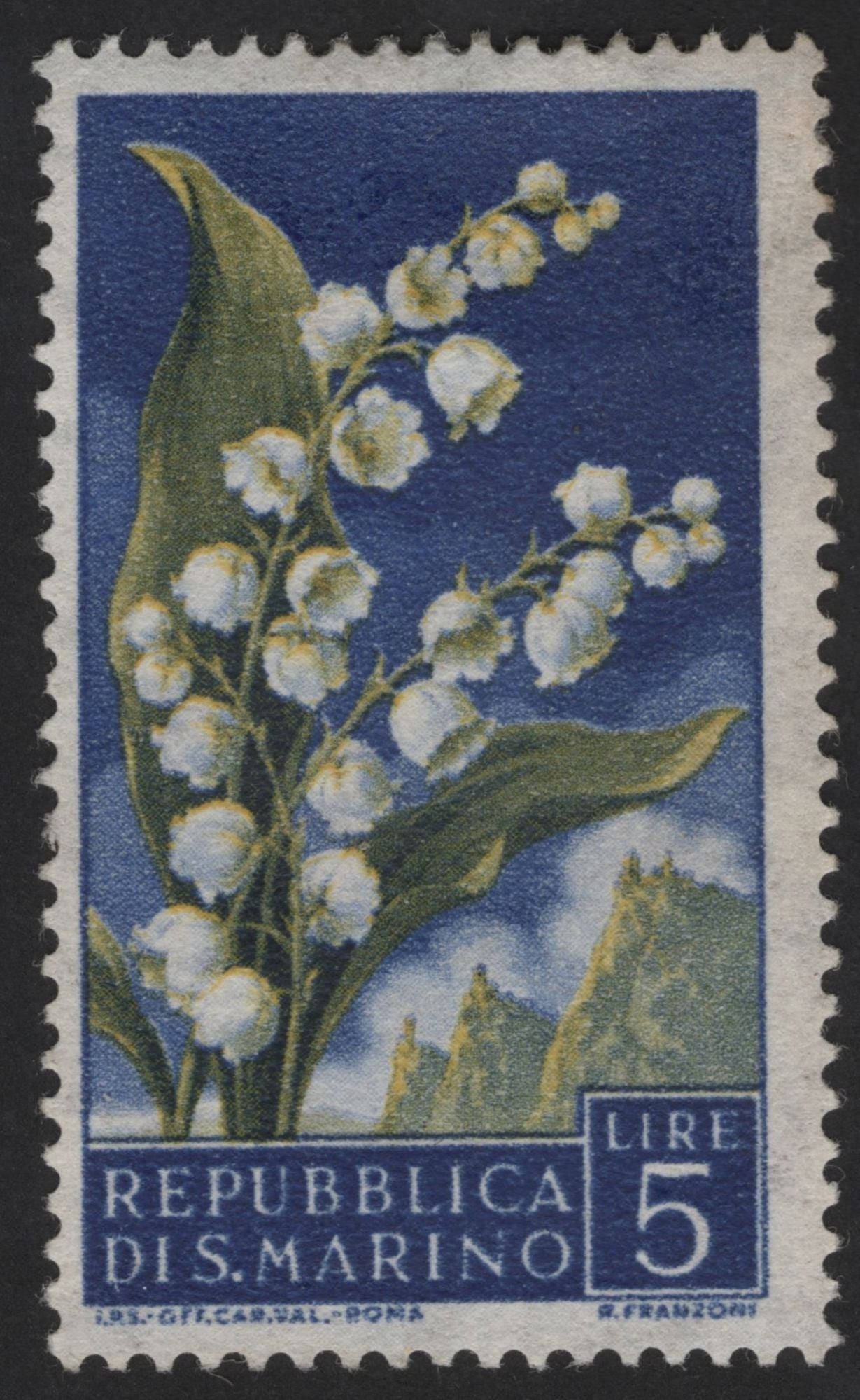 SCG12287 - San Marino 1952 – Wild Flowers Definitive Set (Daisy, Primrose, Lily of the Valley)