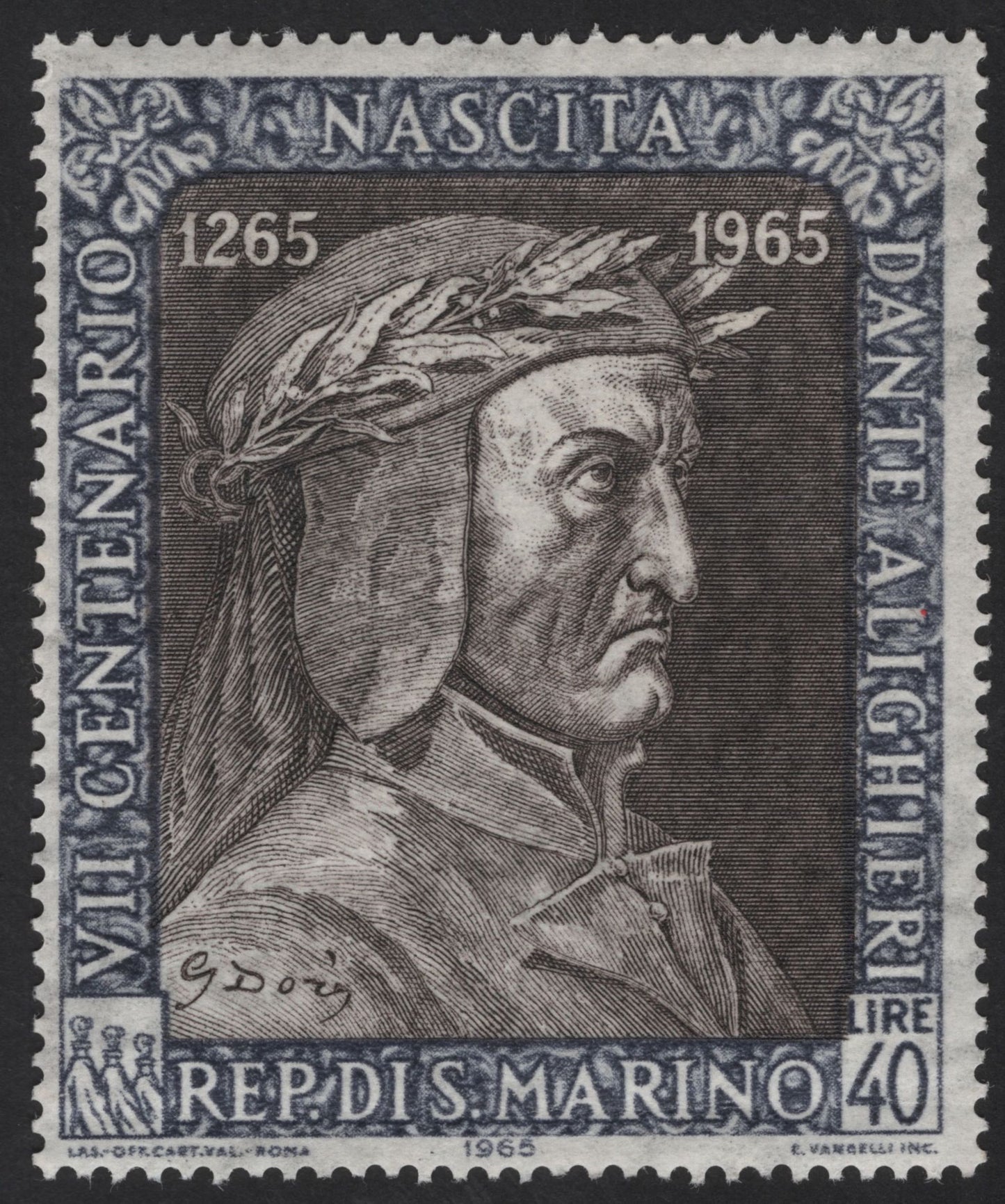 SCG12286 - San Marino 1965 – 700th Birth Anniversary of Dante Alighieri (1265–1965) Commemorative Set