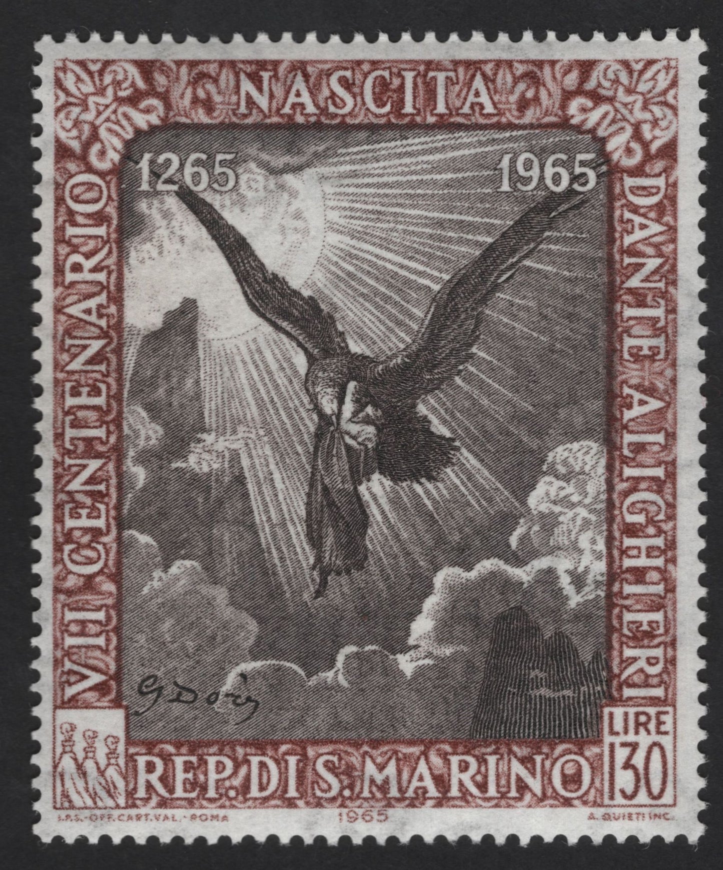 SCG12286 - San Marino 1965 – 700th Birth Anniversary of Dante Alighieri (1265–1965) Commemorative Set