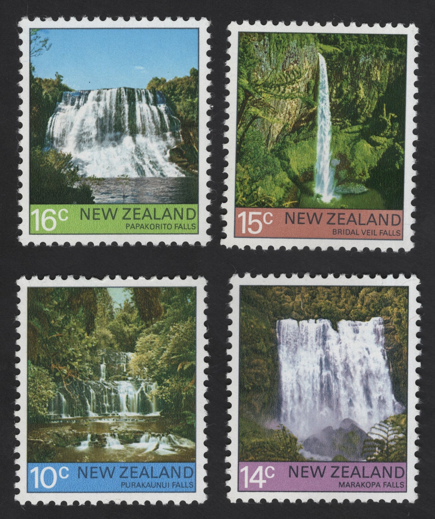 SCG12295 - New Zealand – Scenic Waterfalls Definitive Set (Papakorito, Bridal Veil, Purakaunui & Marakopa Falls)
