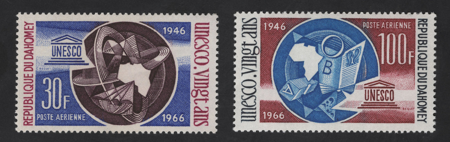 SCG12306 - Republic of Dahomey 1966 – UNESCO 20th Anniversary Airmail Set (30F & 100F)