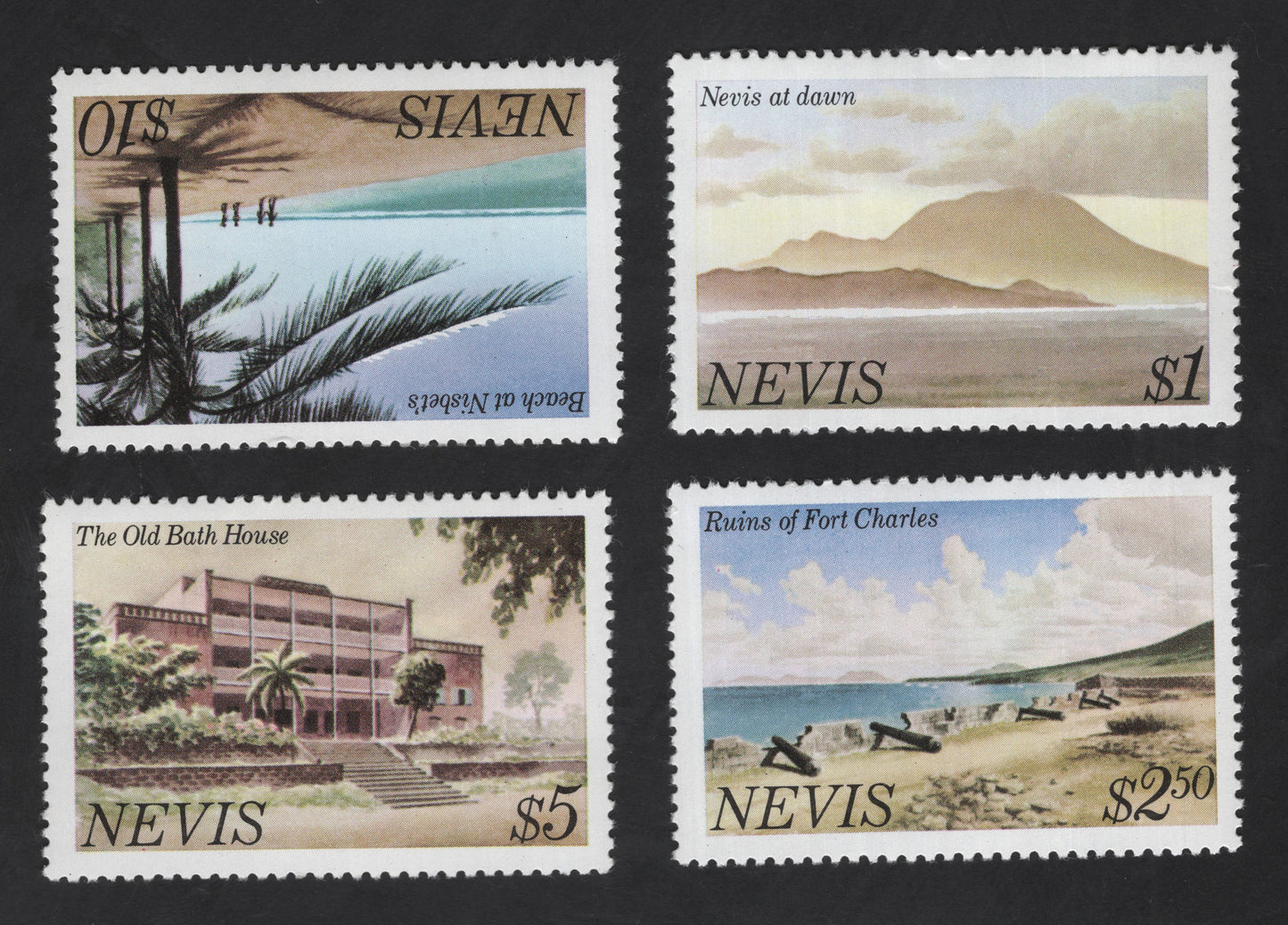 SCG12310 - Nevis Scenic & Heritage Landmarks Set – Beach, Dawn, Bath House & Fort Charles