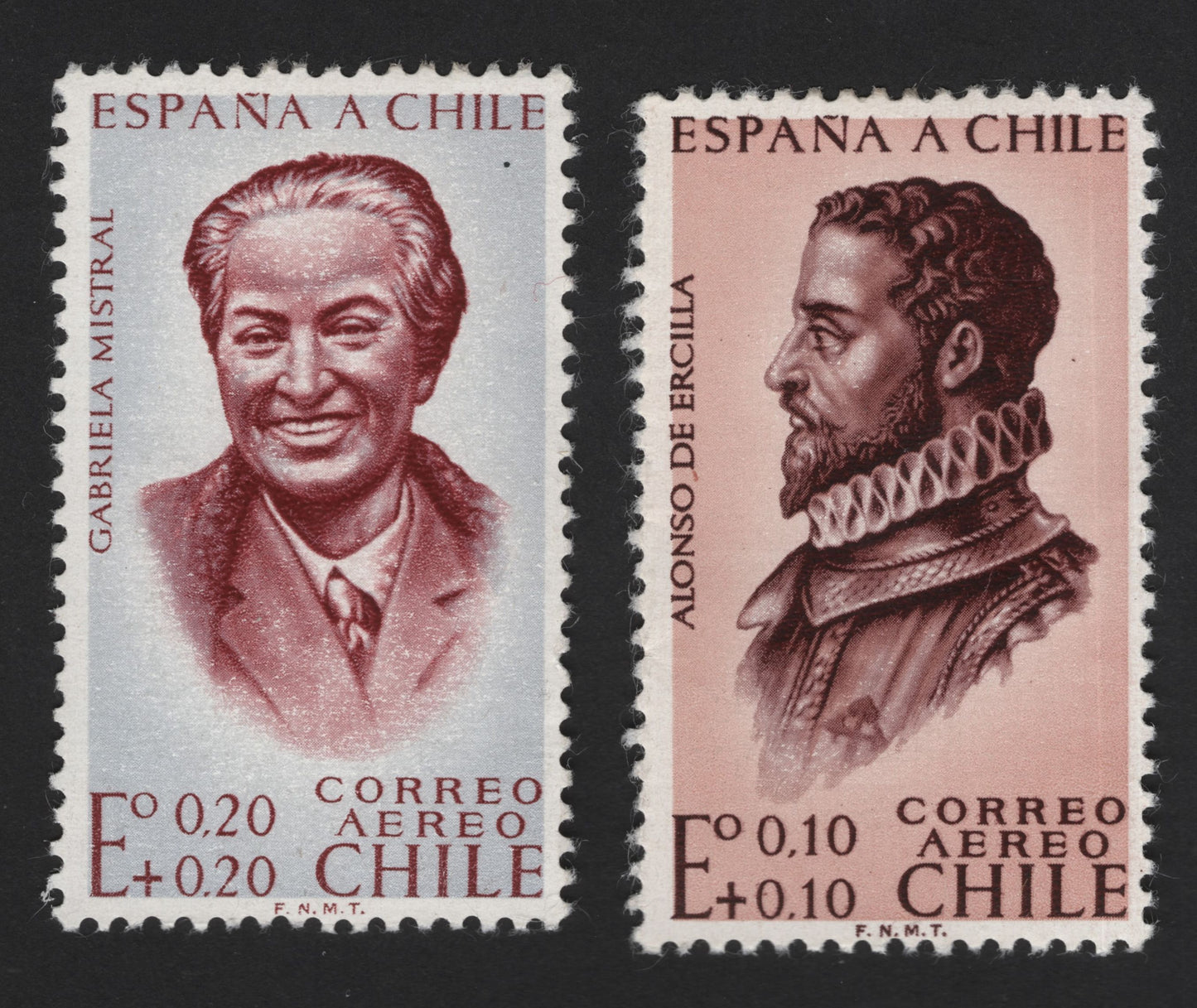 SCG12119 - Spain “España a Chile” Airmail Charity Issue – Gabriela Mistral & Alonso de Ercilla