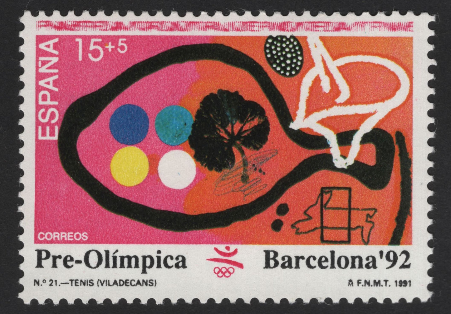 SCG12120 - Spain 1991 Barcelona ’92 Pre-Olympic Sports Charity Pair – Tennis & Olympic Shooting