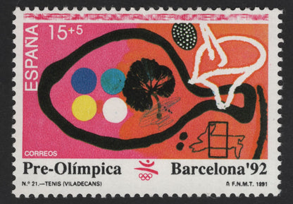 SCG12120 - Spain 1991 Barcelona ’92 Pre-Olympic Sports Charity Pair – Tennis & Olympic Shooting