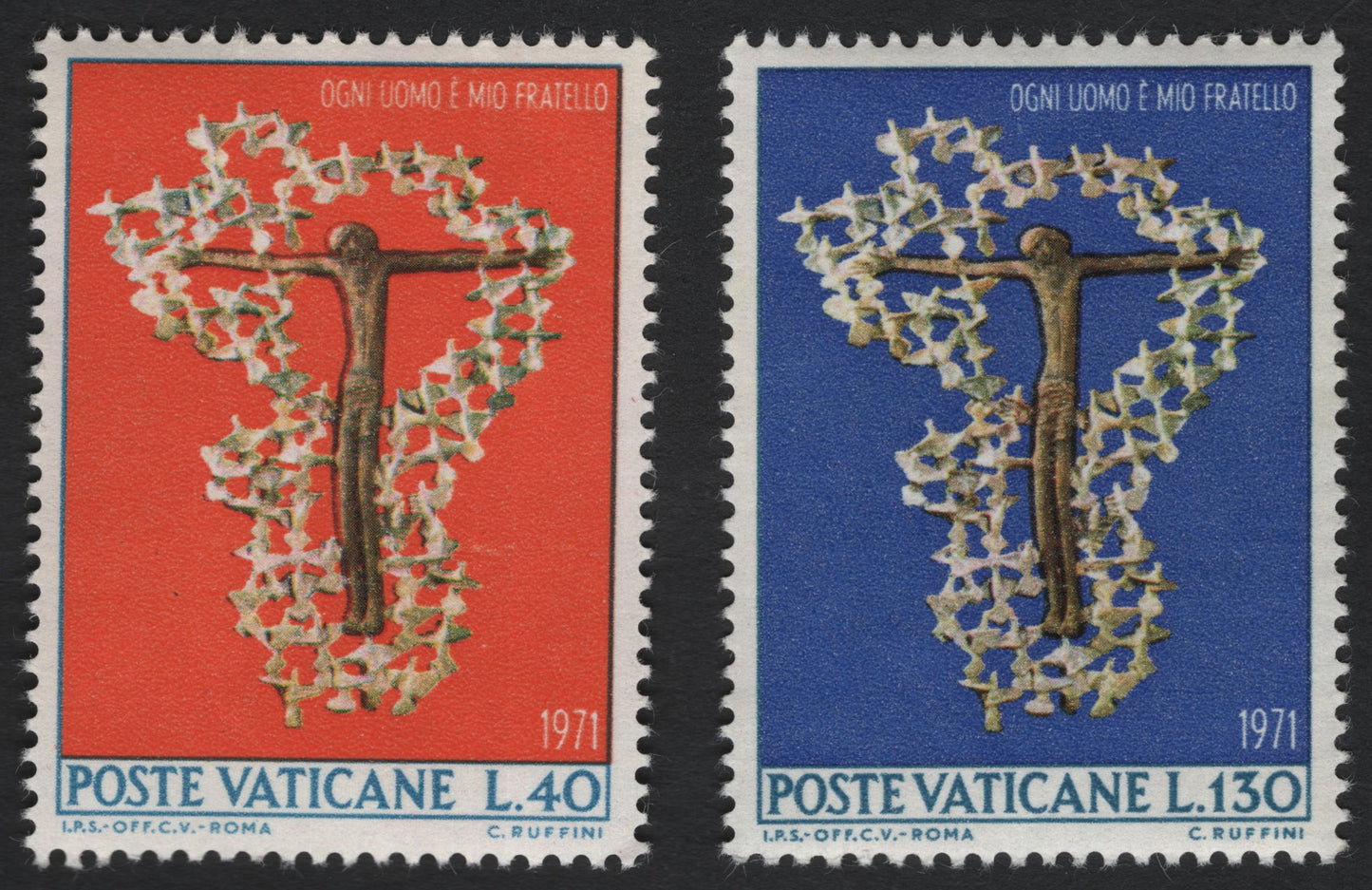 SCG10833 - Vatican City 1971 “Ogni Uomo è Mio Fratello” Set – L.40 & L.130