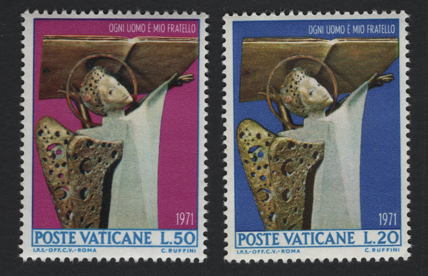SCG10831 - Vatican City 1971 "Ogni Uomo è Mio Fratello" Angel Sculpture Pair