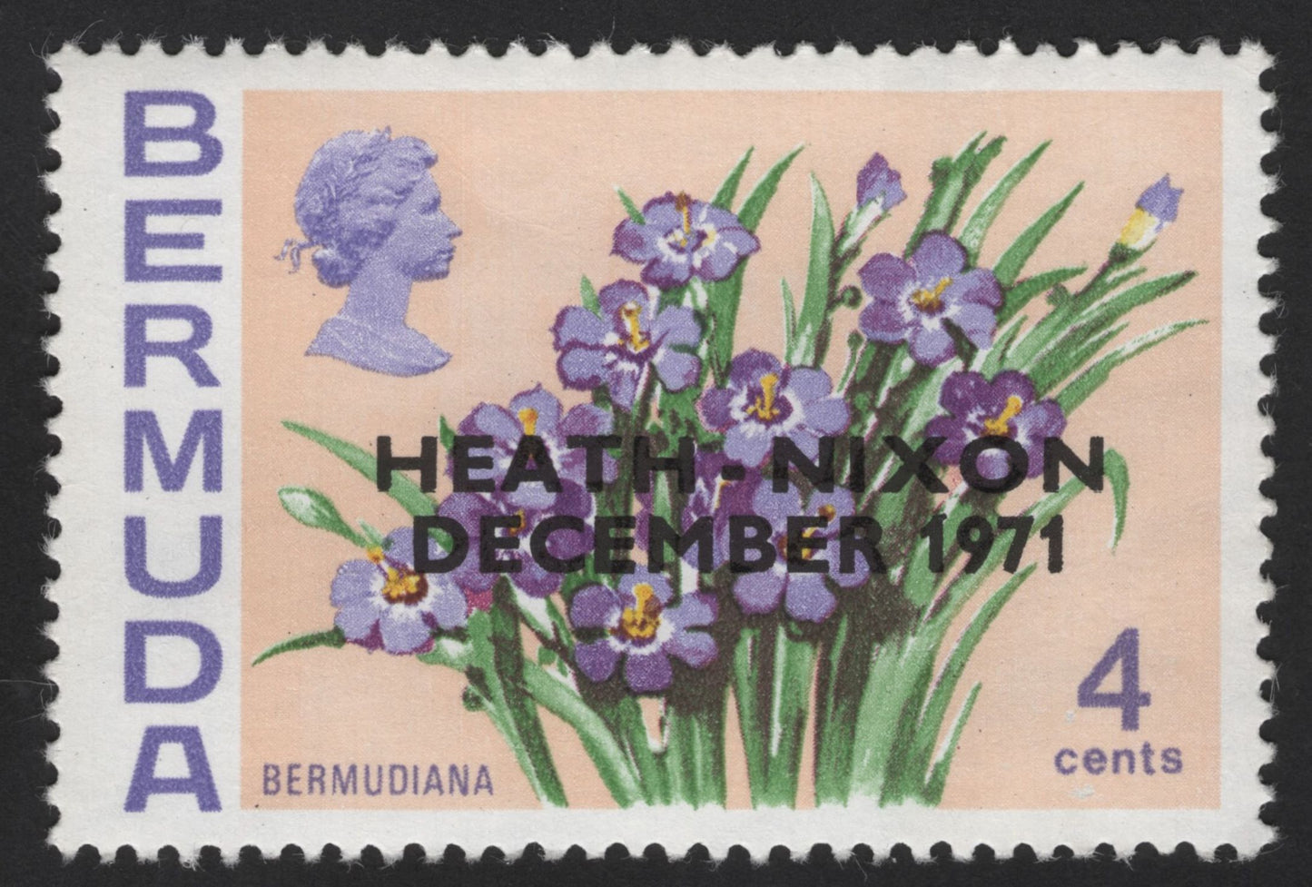 SCG12314 - Bermuda 1971 “Heath–Nixon December” Overprinted Flowers Set