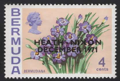 SCG12314 - Bermuda 1971 “Heath–Nixon December” Overprinted Flowers Set