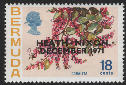 SCG12314 - Bermuda 1971 “Heath–Nixon December” Overprinted Flowers Set