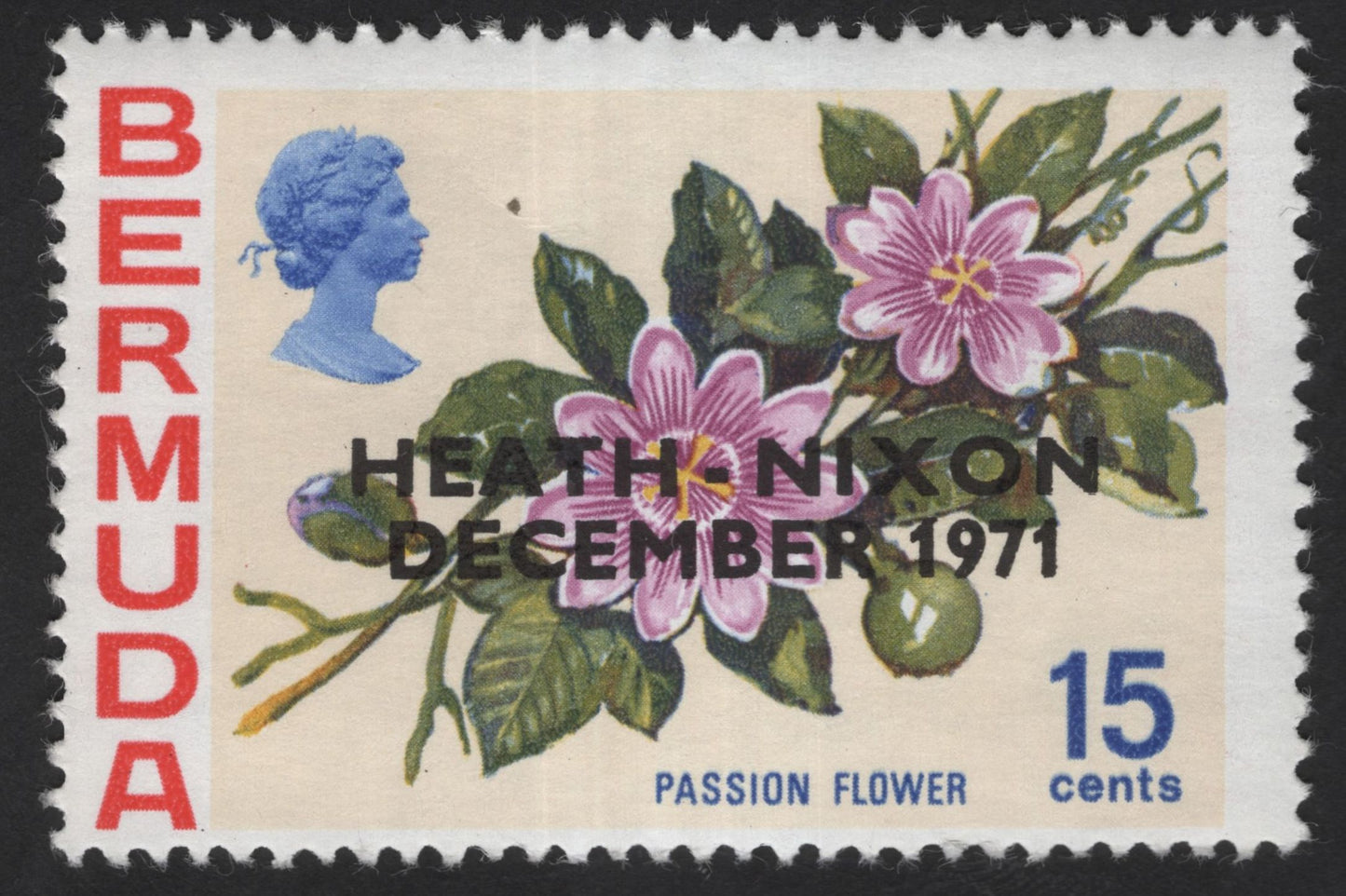 SCG12314 - Bermuda 1971 “Heath–Nixon December” Overprinted Flowers Set