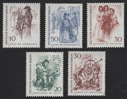 SCG12321 - West Berlin 1969 – 19th Century Berlin in Art (Complete 5-Stamp Set)