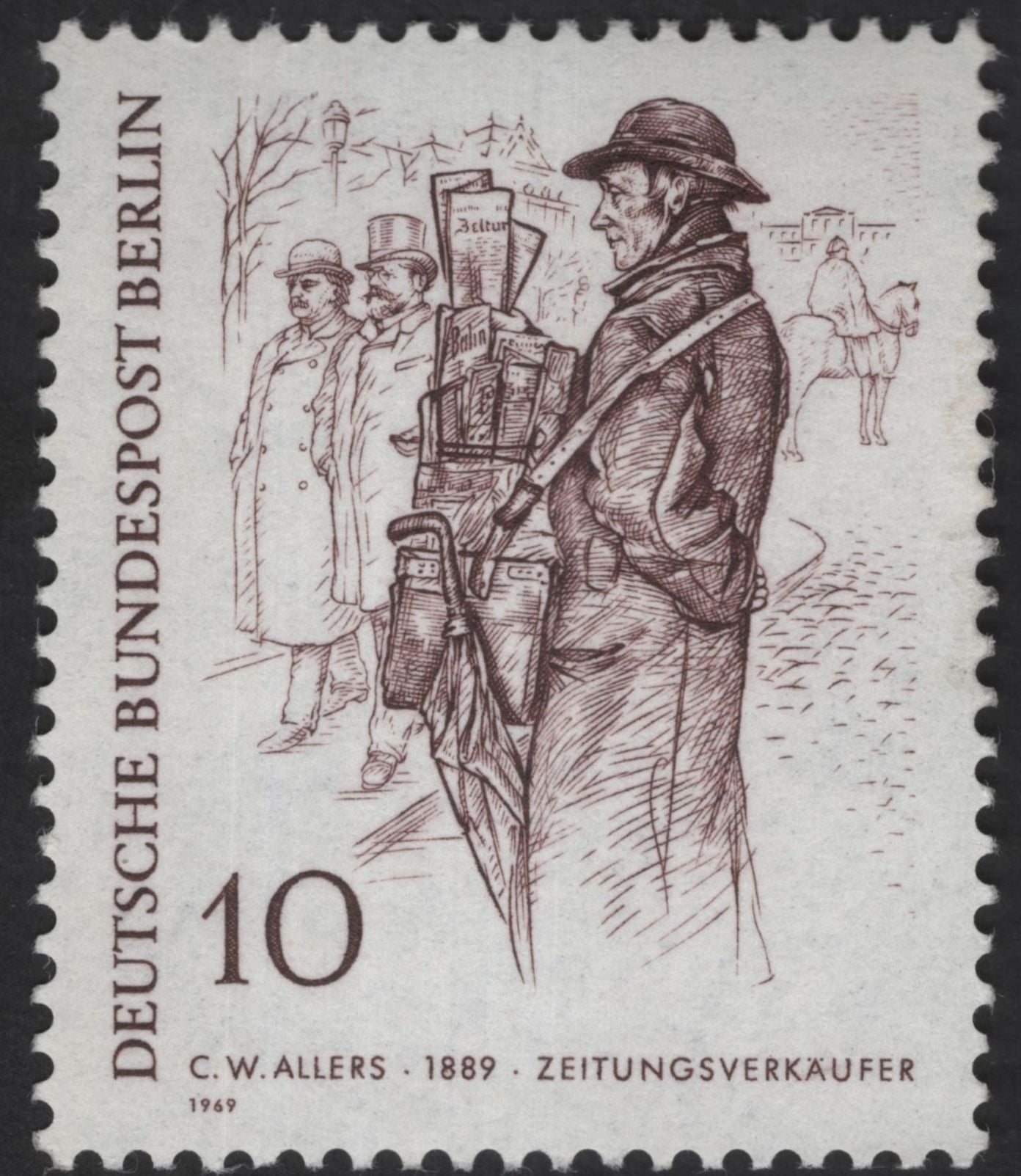 SCG12321 - West Berlin 1969 – 19th Century Berlin in Art (Complete 5-Stamp Set)