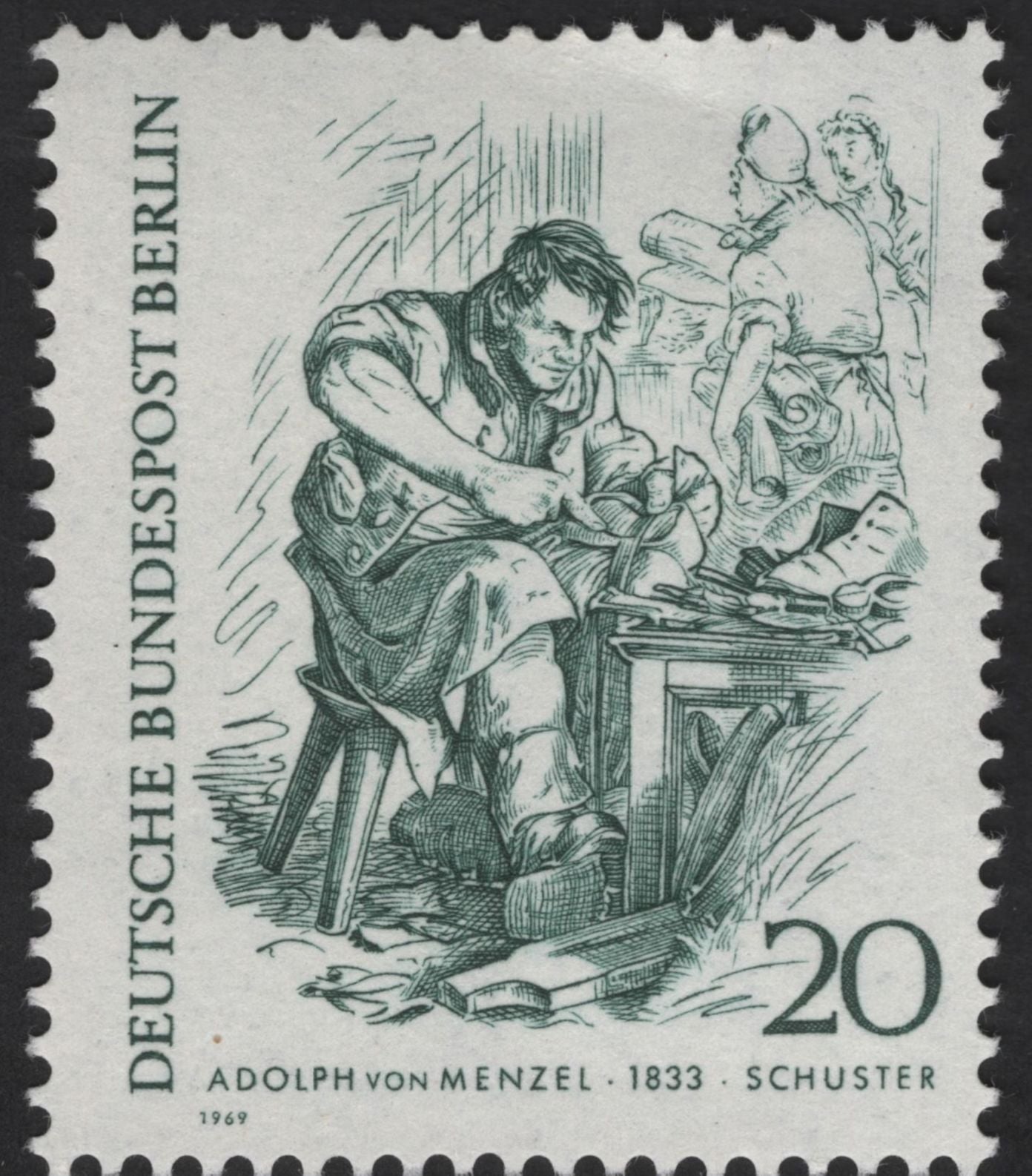 SCG12321 - West Berlin 1969 – 19th Century Berlin in Art (Complete 5-Stamp Set)