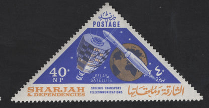 SCG12326 - Sharjah & Dependencies 40 NP Science Transport & Telecommunications Triangular Pair – Greek Messengers & Relay Satellite