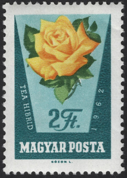 SCG12130 - Hungary 1962 Tea Hybrid Roses Stamp Pair (Magyar Posta)