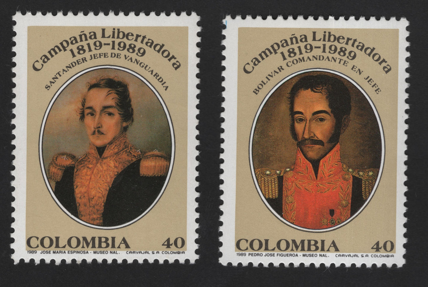 SCG12131 - Colombia 1989 Campaña Libertadora Bicentenary – Santander & Bolívar Pair