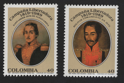 SCG12131 - Colombia 1989 Campaña Libertadora Bicentenary – Santander & Bolívar Pair