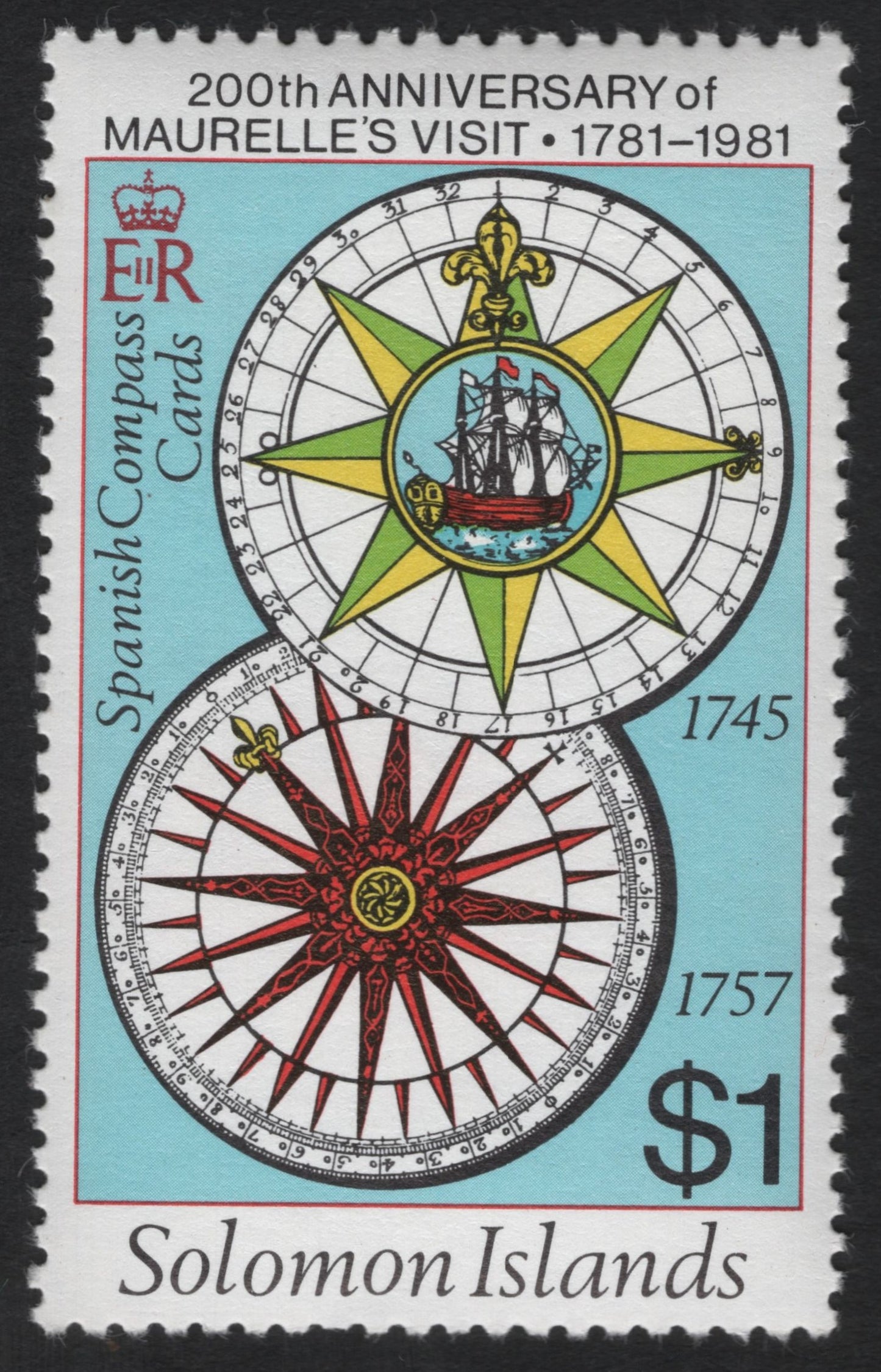 SCG8390 - Solomon Islands 1981 “200th Anniversary of Maurelle’s Visit” – Spanish Compass Cards