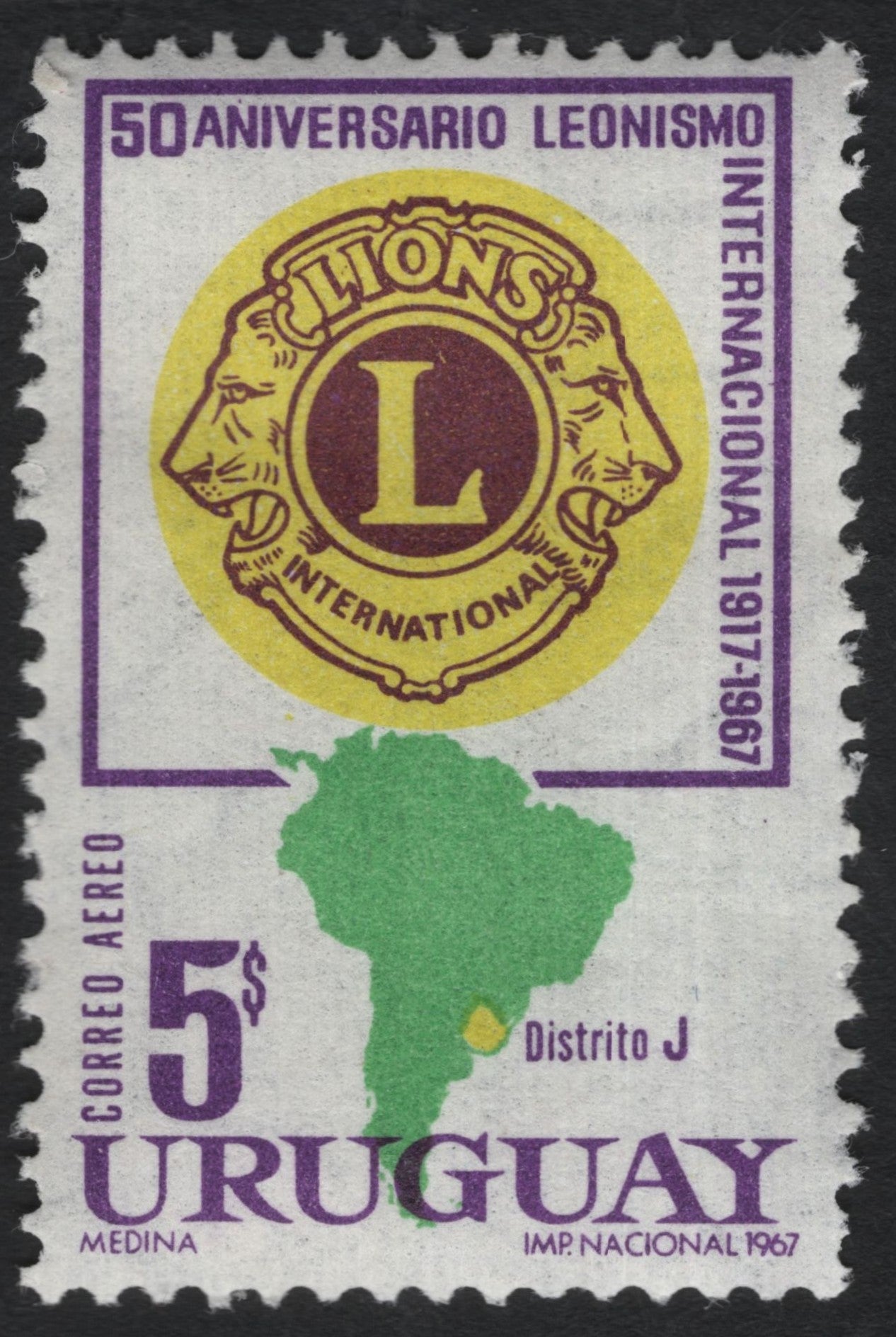 SCG8373 - Uruguay 1967 – 50th Anniversary of Lions International