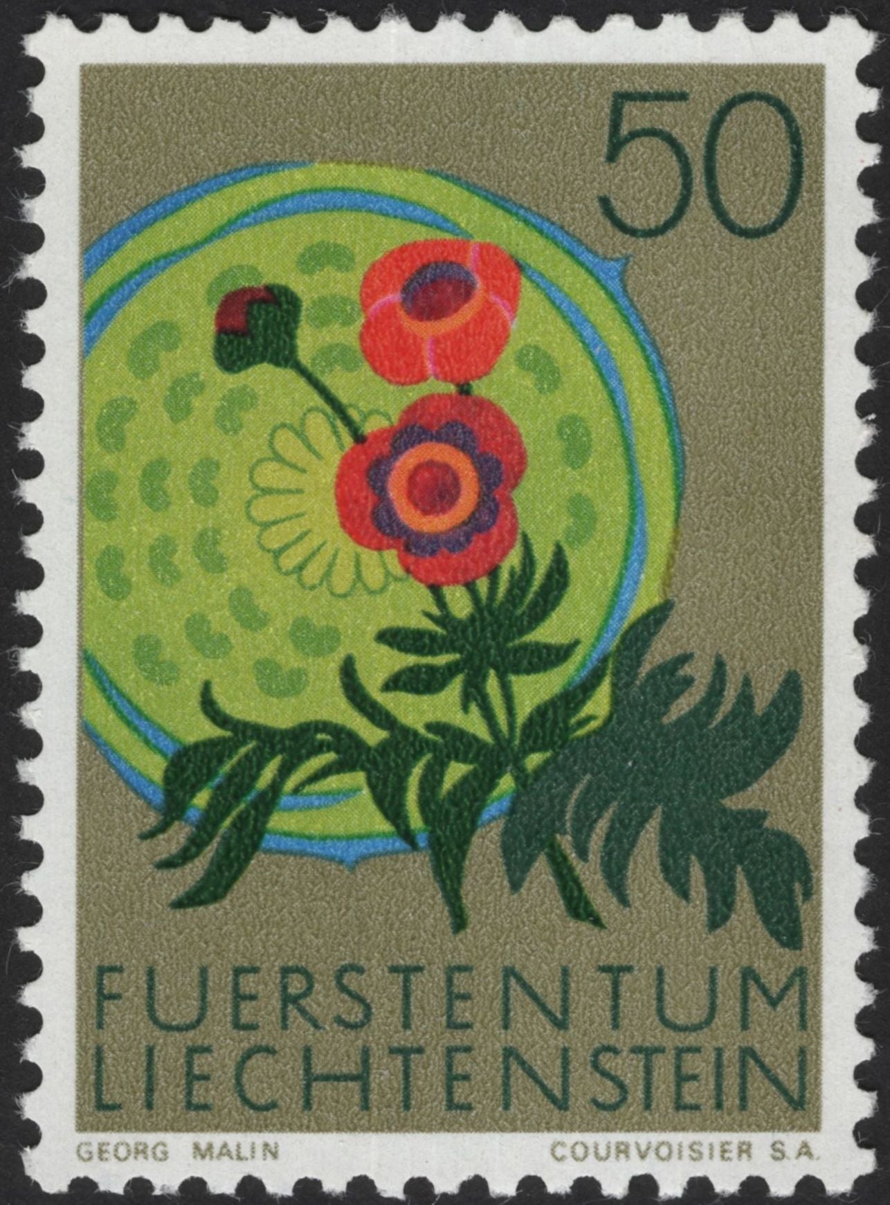 SCG12129 - Liechtenstein Stylized Floral Art Stamps – Georg Malin Design