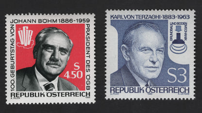 SCG12156 - Austria 1983–1986 Notable Personalities Commemorative Pair – Karl von Terzaghi & Johann Böhm