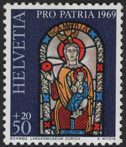 SCG12154 - Switzerland 1969 Pro Patria Charity Stamps – Medieval Art & Madonna (Pair)