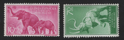 SCG12167 - Spanish Guinea 1957 Elephant Commemorative Stamp Pair (Día del Sello)