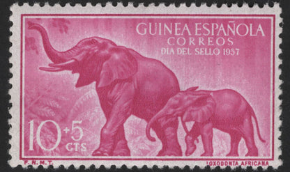 SCG12167 - Spanish Guinea 1957 Elephant Commemorative Stamp Pair (Día del Sello)