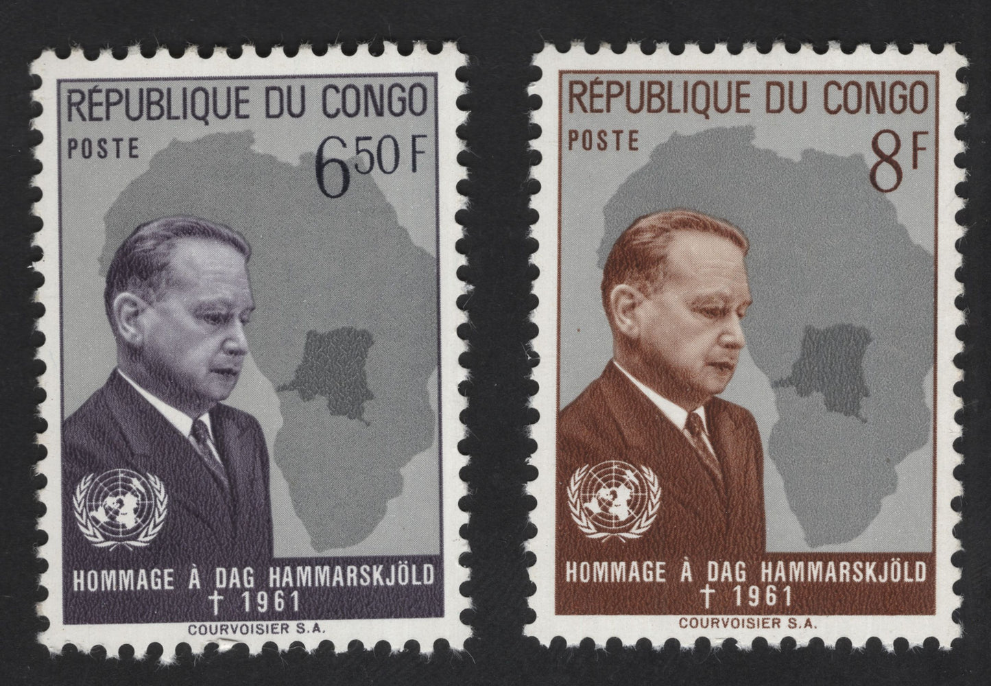 SCG12168 - Republic of Congo 1961 Dag Hammarskjöld Memorial Stamp Pair