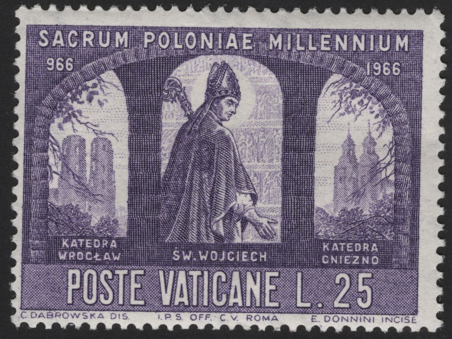 SCG12161 - Vatican City 1966 Millennium of Christianity in Poland Stamp Pair