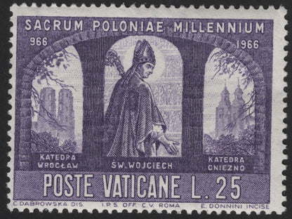 SCG12161 - Vatican City 1966 Millennium of Christianity in Poland Stamp Pair