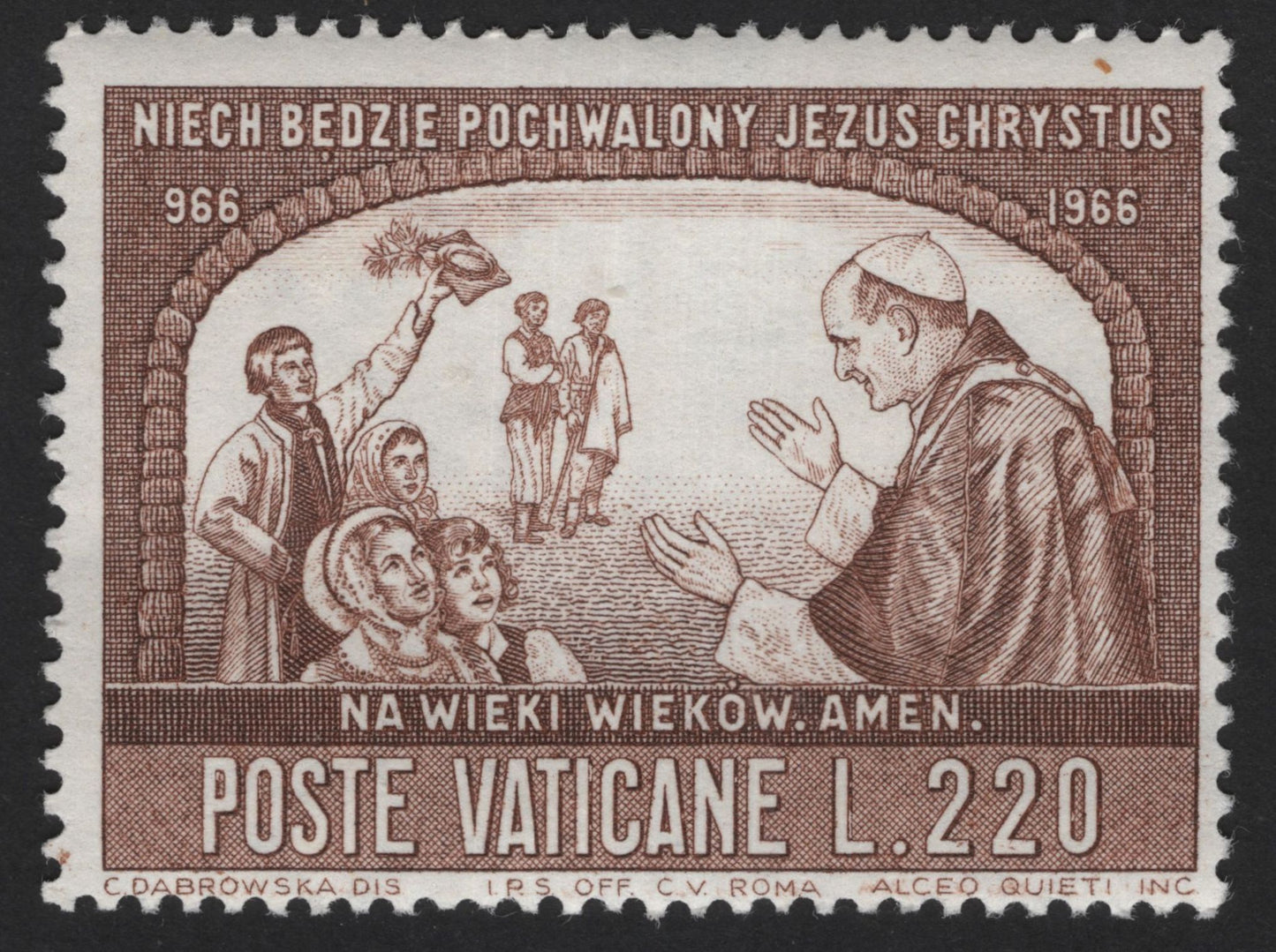 SCG12161 - Vatican City 1966 Millennium of Christianity in Poland Stamp Pair