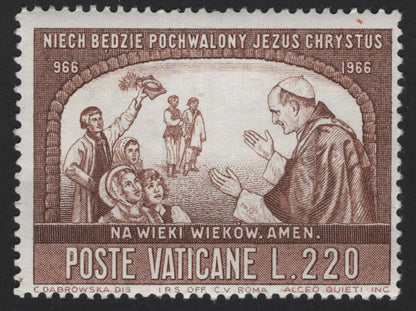 SCG12161 - Vatican City 1966 Millennium of Christianity in Poland Stamp Pair